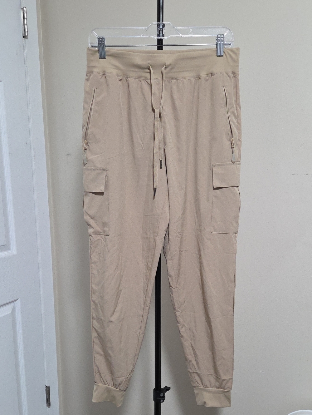Willit Beige Cargo Joggers with Drawstring Waist